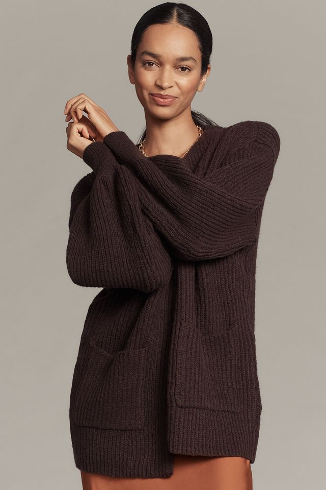 Flat White Cozy Crew-Neck Cardigan Sweater #2