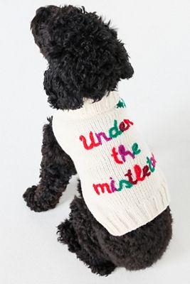 Hand-Knit Holiday Phrase Pet Sweater