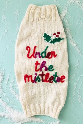 Hand-Knit Holiday Phrase Pet Sweater