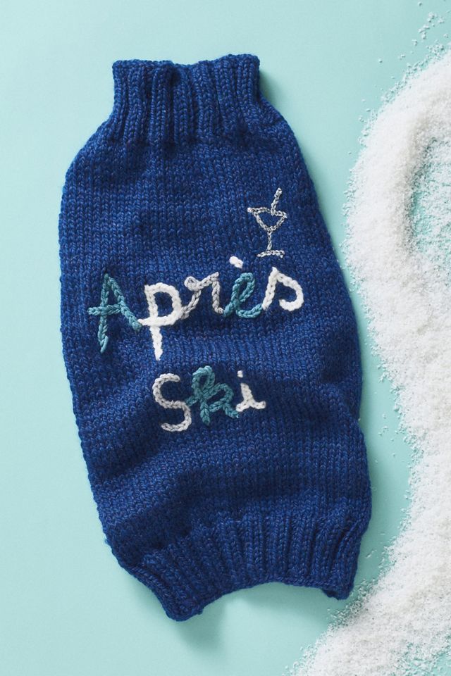 Hand-Knit Holiday Phrase Pet Sweater #2