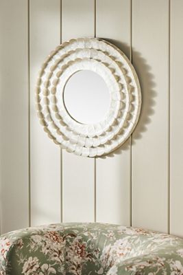 Aimee Capiz Shell Round Mirror