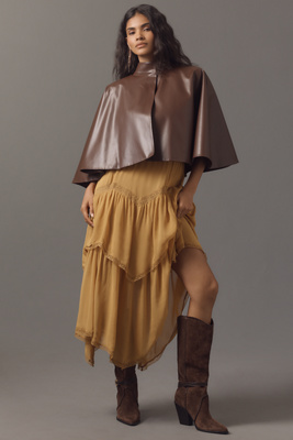Mare Mare Vegan Leather Cape Jacket In Brown