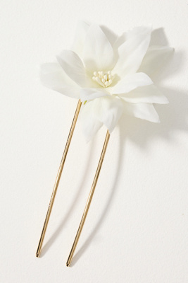 Anthropologie Gold and White Floral Hair Accessory Lele Sadoughi Magnolia Hair Clip | Anthropologie main image 4