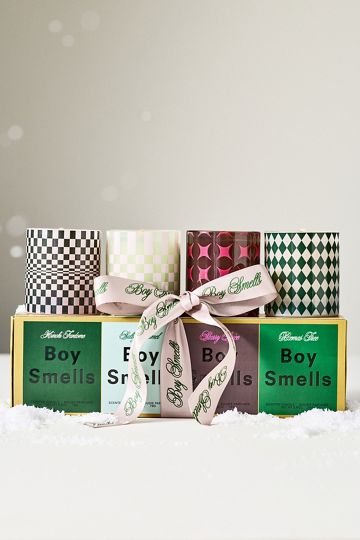 Boy Smells Holiday Votive Glass Candles, Set of 4