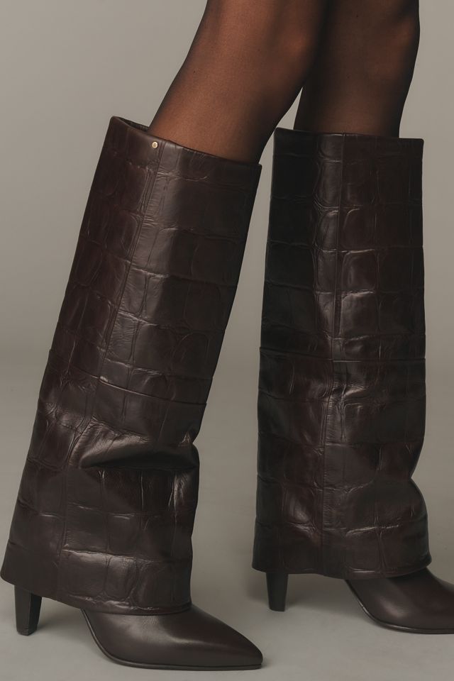 Bronx Jad-ey Croc Embossed Foldover Riding Boots #1