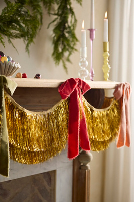 Terrain Golden Tinsel Garland, 9.8'