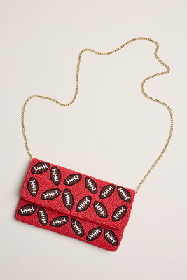 Lisi Lerch Beaded Football Clutch In Red