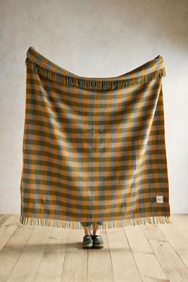 Sage Gingham Recycled Wool Throw