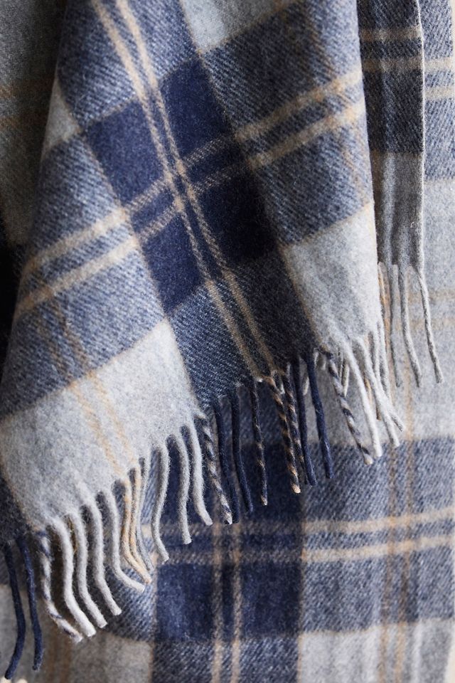 Navy Tartan Recycled Wool Throw #2