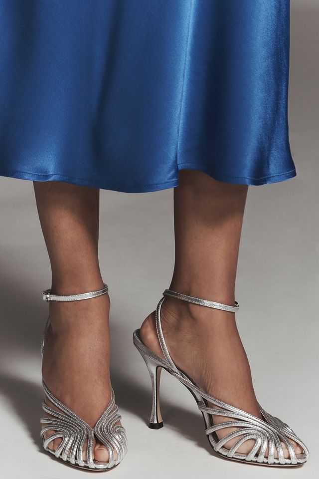 Maeve Cage Peep-Toe Ankle-Strap Heels