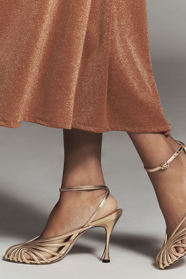 Maeve Cage Peep-Toe Ankle-Strap Heels