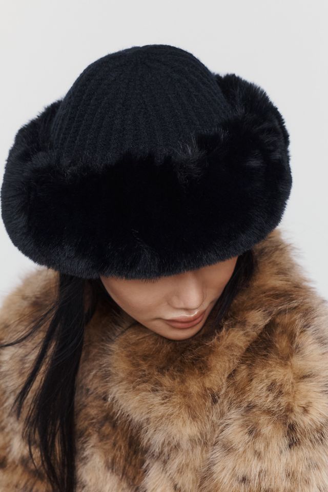 Faux Fur Knit Cloche Hat #1