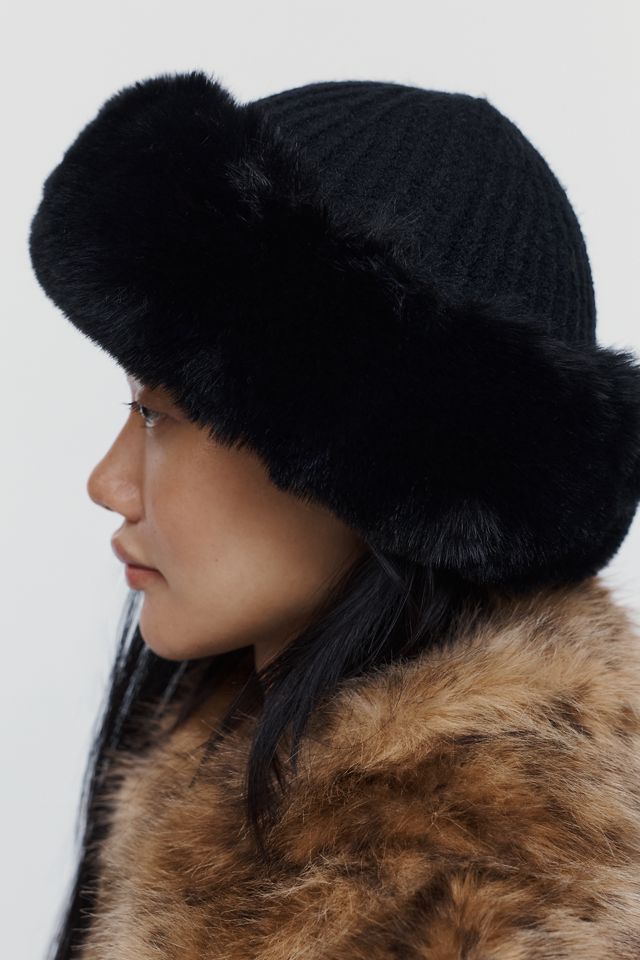 Faux Fur Knit Cloche Hat #2