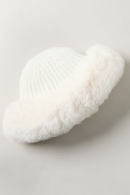 Faux-Fur Knit Cloche Hat