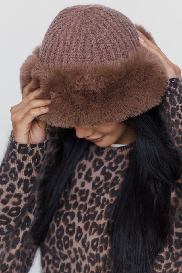 Faux-Fur Knit Cloche Hat #1