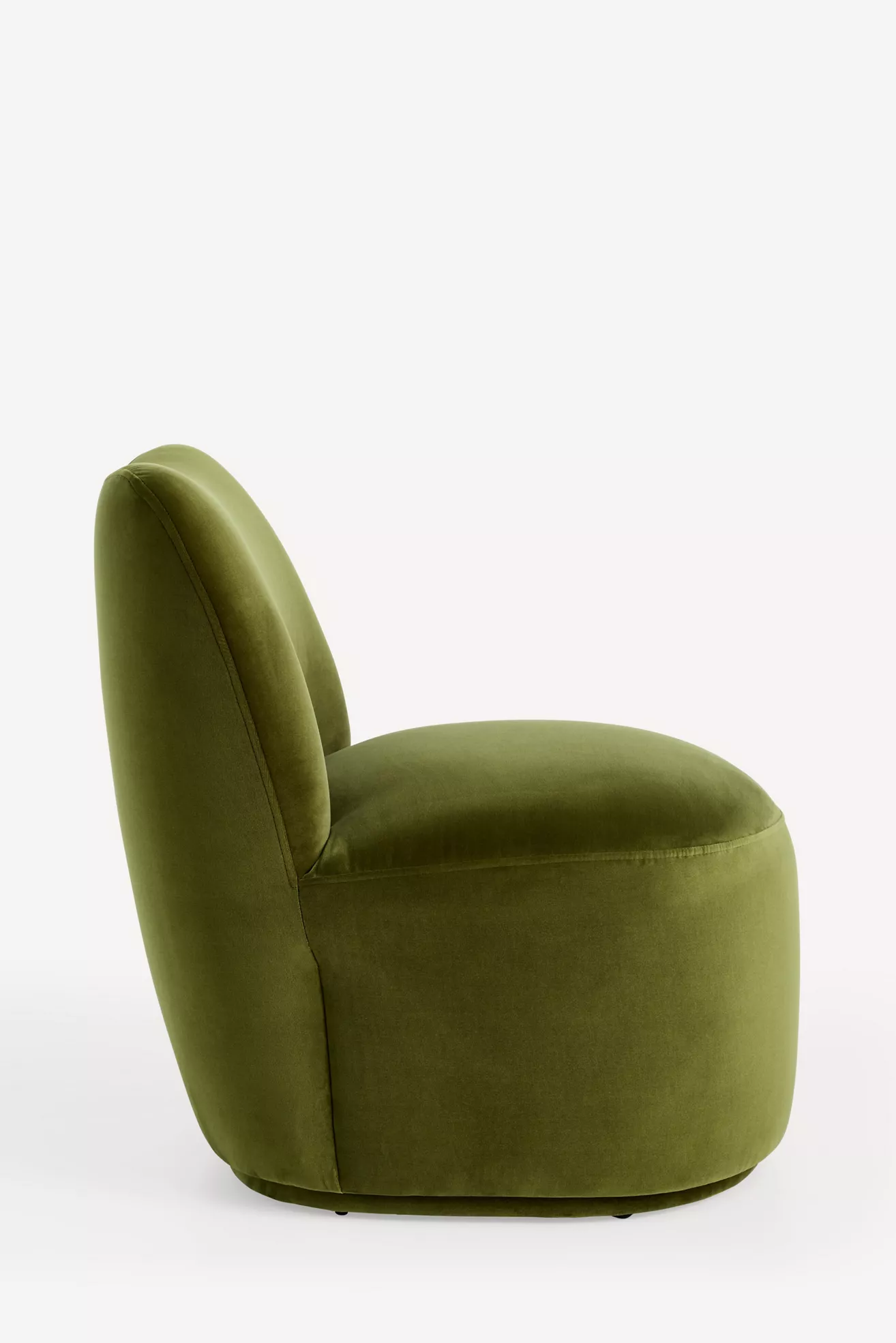 Another side angle of olive-green velvet chair