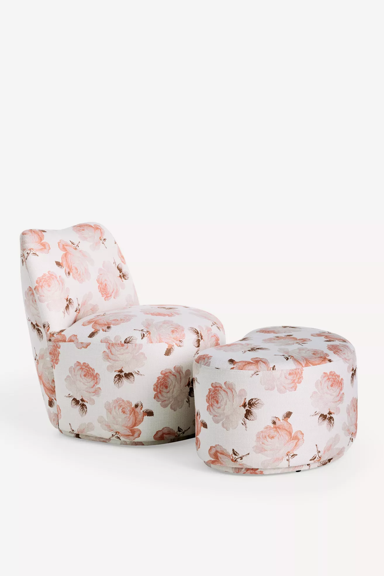 Close-up of floral rose pattern on ottoman fabric