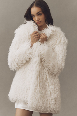 Elliatt Blakly Faux-fur Coat Jacket In White
