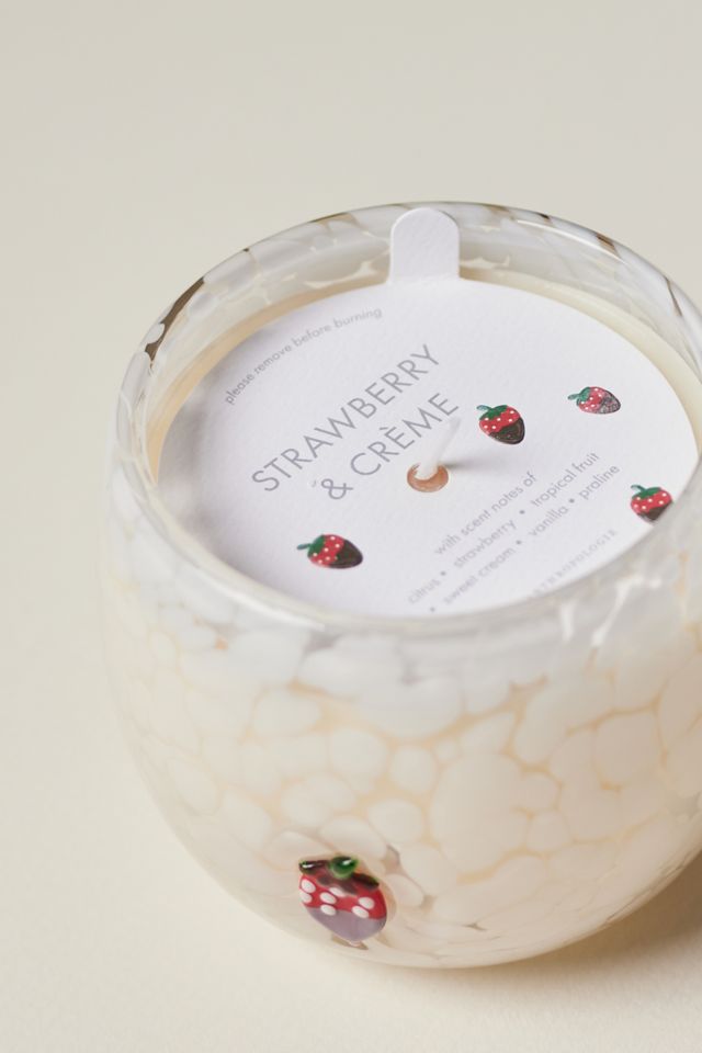 Chocolate Strawberry Gourmand Strawberries and Creme Valentine's Day Icon Glass Candle #1