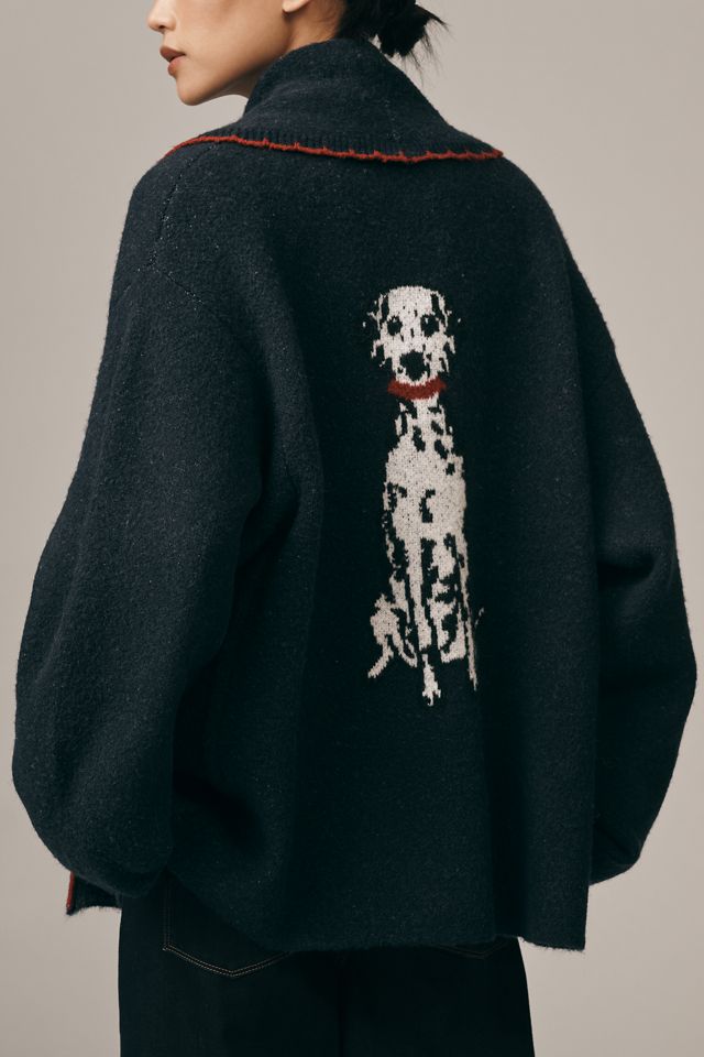 Flat White Mariel Longline Cardigan: Dog Icon Edition #2
