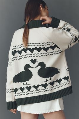 Bel Kazan Knitted Duck Icon Cardigan Sweater