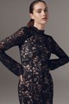 BHLDN Mock-Neck Long-Sleeve Stretch Lace Midi Dress