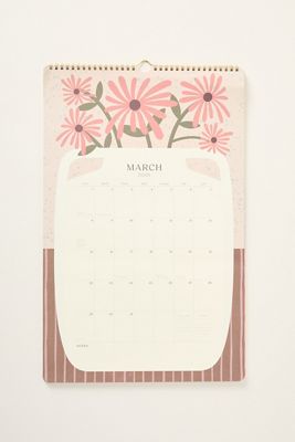 Paper Source 2025-2026 Flower Vase Tall Wall Calendar