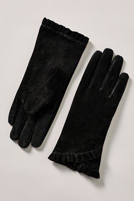 By Anthropologie Ruffle Leather Gloves