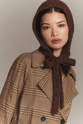 By Anthropologie Tie-front Knit Hood In Brown