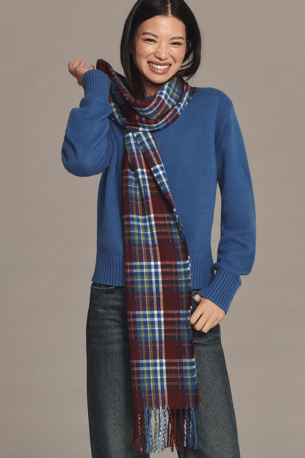 By Anthropologie Plaid Heritage Fringe Scarf