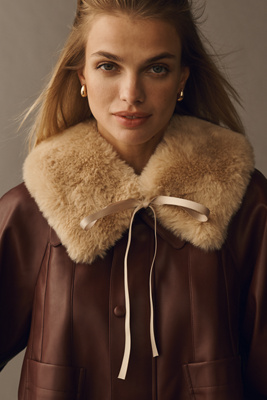 By Anthropologie Faux-fur Collar In Brown