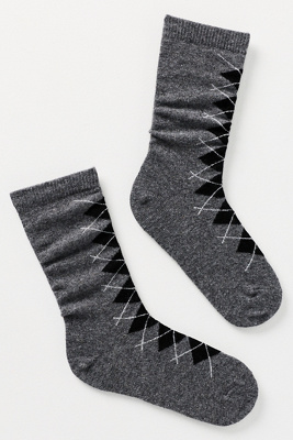 By Anthropologie Cozy Argyle Crew Socks In Gray