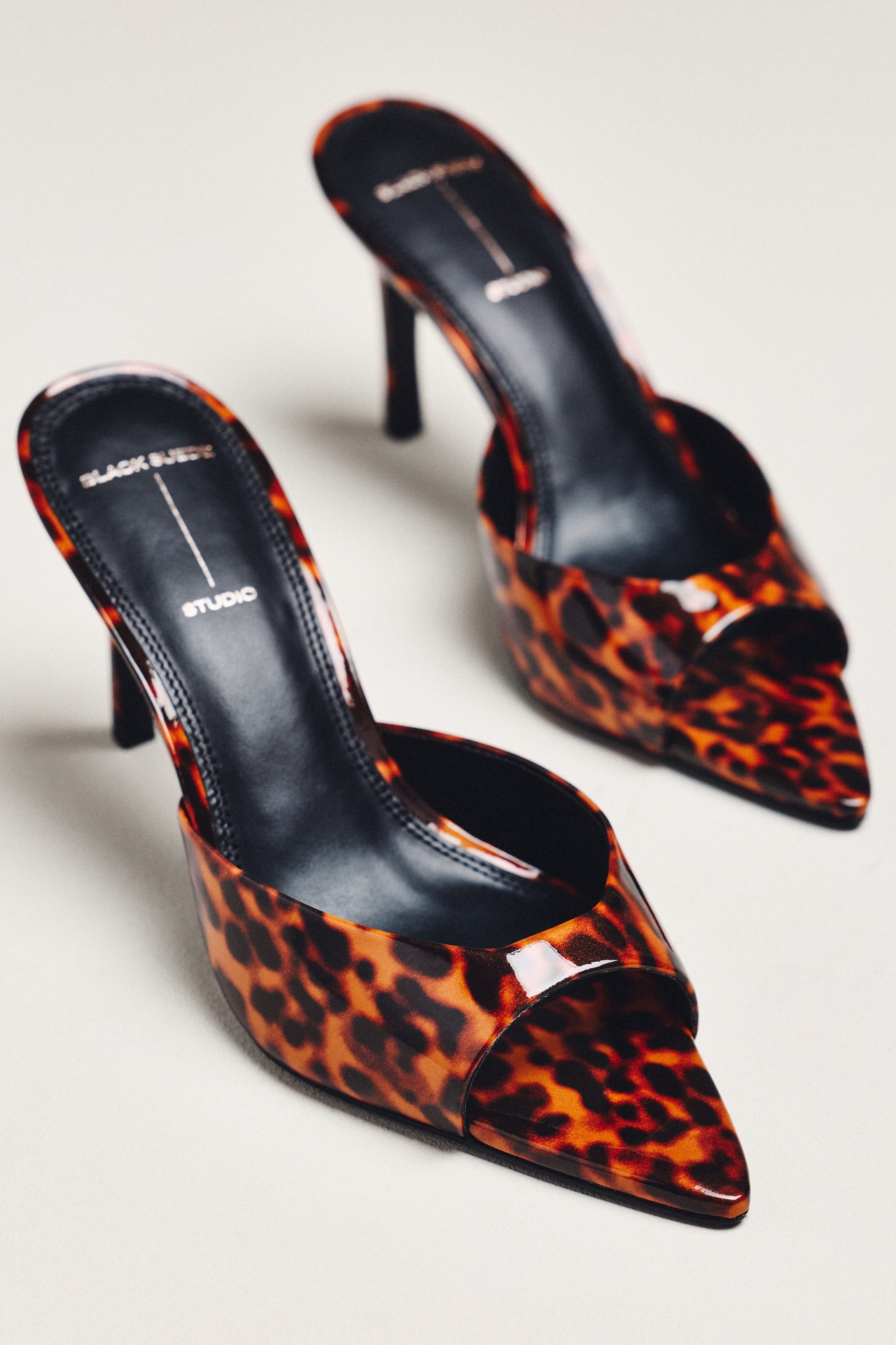 Black Suede Studio Brea 80 Mule Heels
