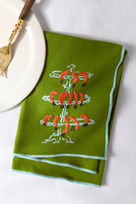 Phthalo Ruth Cotton Napkins, Set of 2 - Color: Green