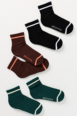 Daily Practice By Anthropologie Daily Practice Stripe Crew Socks, Set Of 3 In Multi