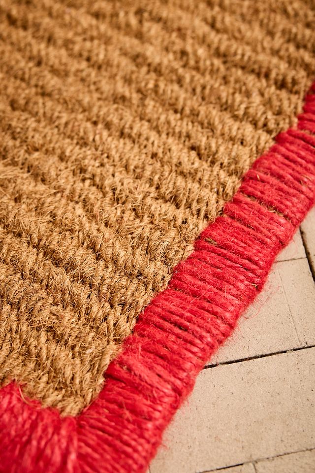 Red Whipstitch Coir Doormat #1