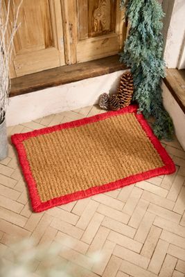 Red Whipstitch Coir Doormat