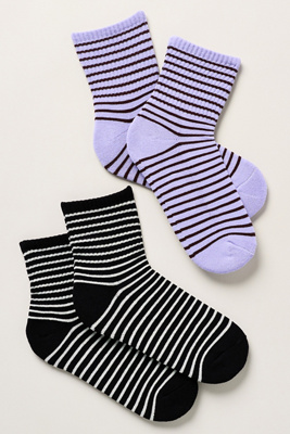 By Anthropologie Stripe Crew Socks, Set Of 2 In Multi