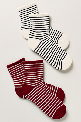By Anthropologie Stripe Crew Socks, Set Of 2 In Multi