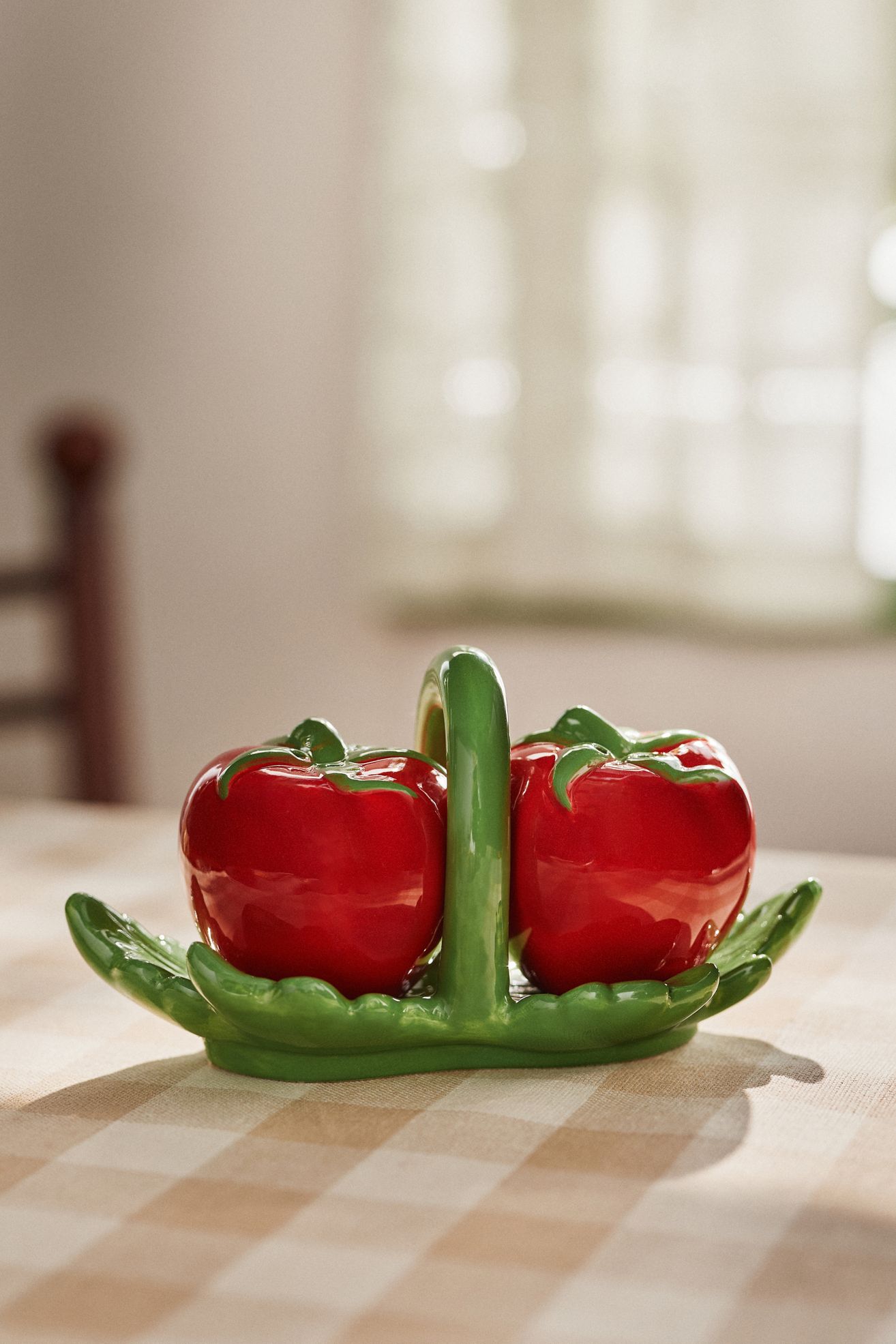Tomato Dolomite Salt & Pepper Shakers - Red, Standard, One Size