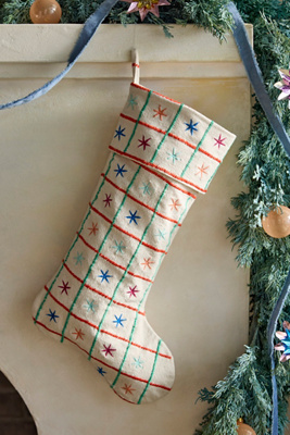 Embroidered Stars Cotton Stocking | AnthroHome