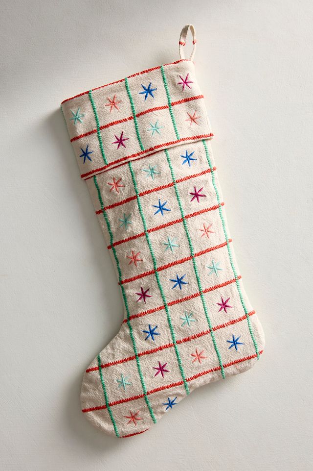 Embroidered Stars Cotton Stocking #2