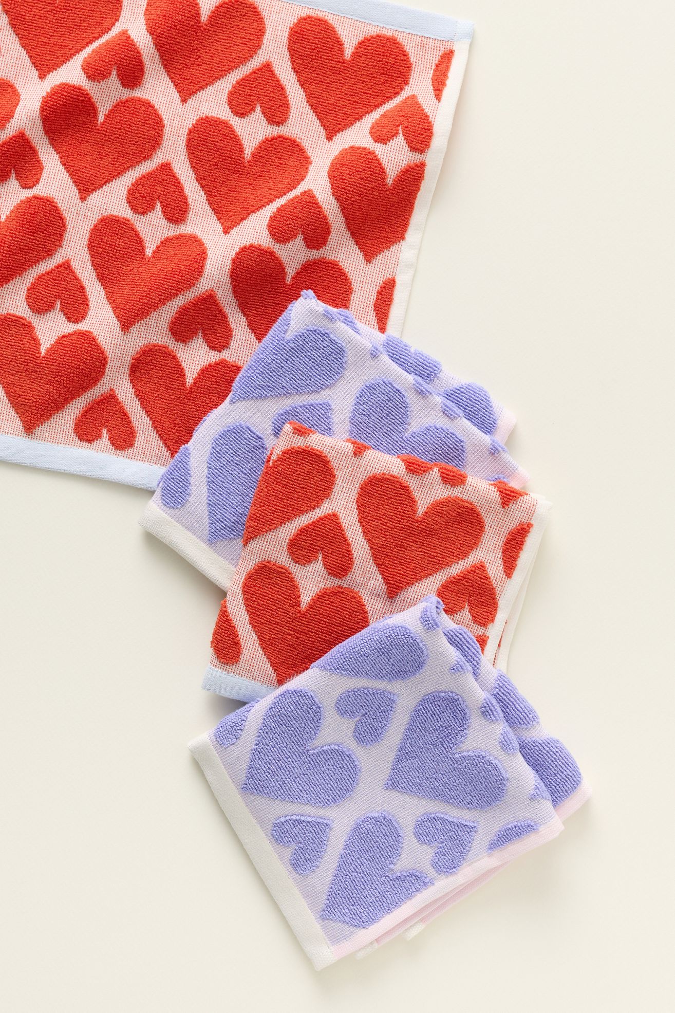 Icon Heart Jacquard Dishcloths, Set of 4 - Multi, Standard, Set Of 4