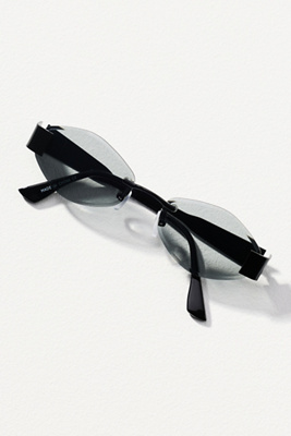I-sea Metal Oval Geo Sunglasses In Black