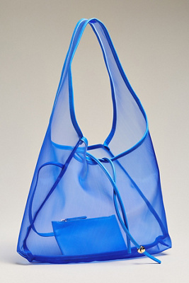 Celandine Sheer Mesh Beach Bag In Blue