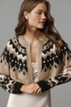 By Anthropologie Fair Isle Cropped Cardigan Sweater