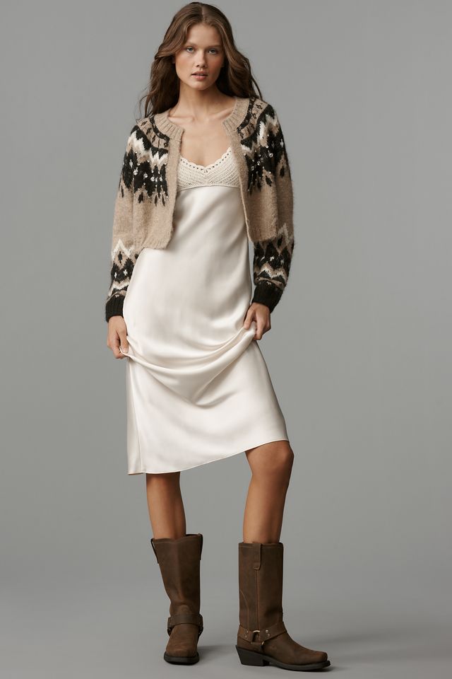 By Anthropologie Fair Isle Cropped Cardigan Sweater #3