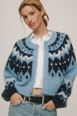 By Anthropologie Fair Isle Cropped Cardigan Sweater product page