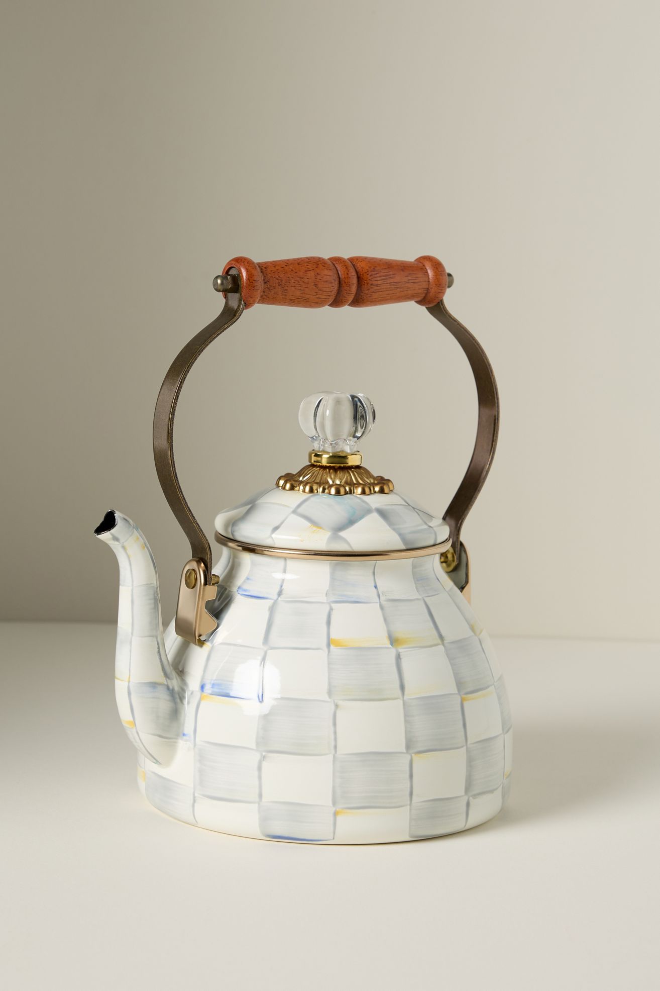 MacKenzie-Childs 2 Qt. Tea Kettle - Sterling Check, Standard, L