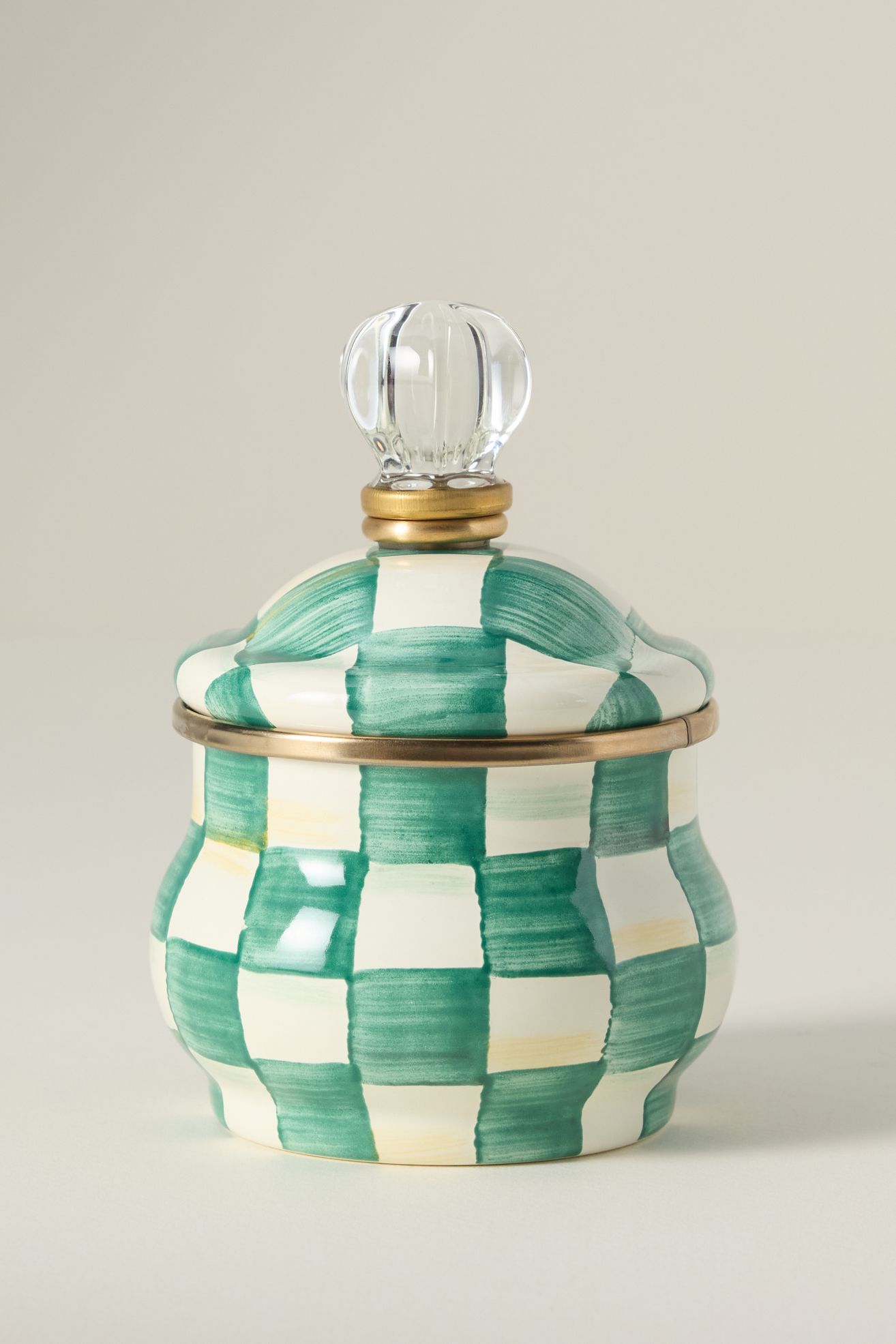 MacKenzie-Childs Sugar Bowl - Emerald Check, Standard, One Size